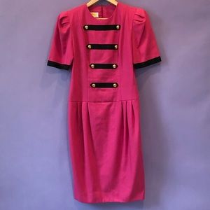 Vtg David Warren Double Button Sheath Dress